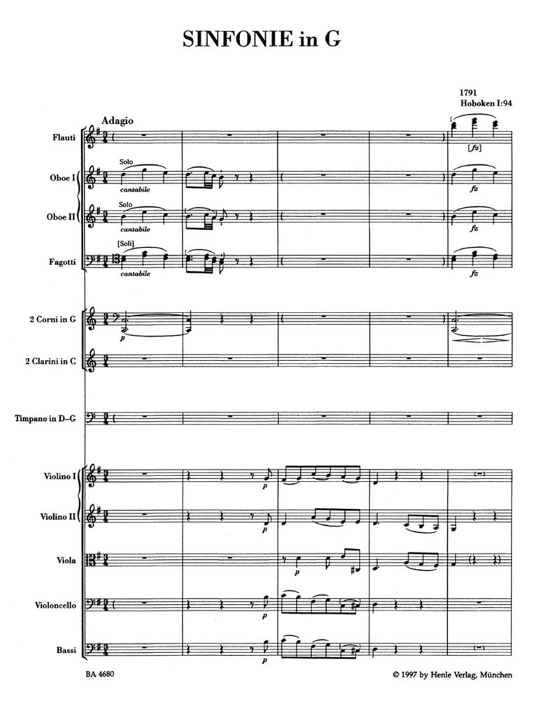 Symphony in G major No. 94 Hob. I:94 The Surprise